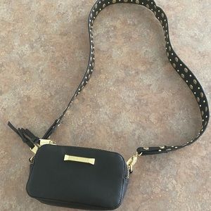 Steve Madden Black Faux Leather Gold Studded Mini Crossbody Bag NWOT